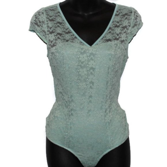 Lacey V Neck One Piece Mint Bodysuit Size L - Picture 1 of 7